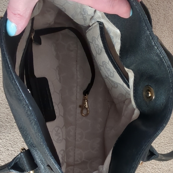 Michael Michael Kors Black Leather Handbag with Gold Accents - Picture 6 of 9